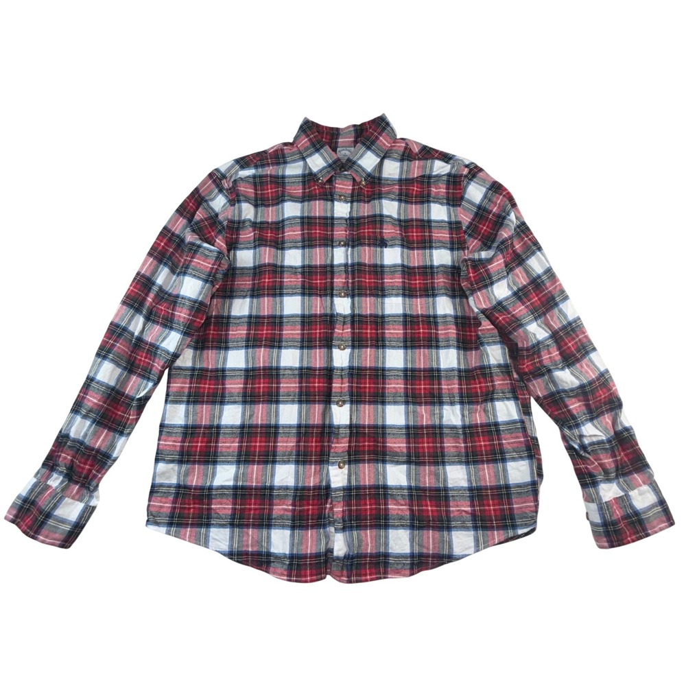 Brooks Brothers 1818 Regular Fit Flannel Shirt Mens Large Red Plaid Cotton L/S